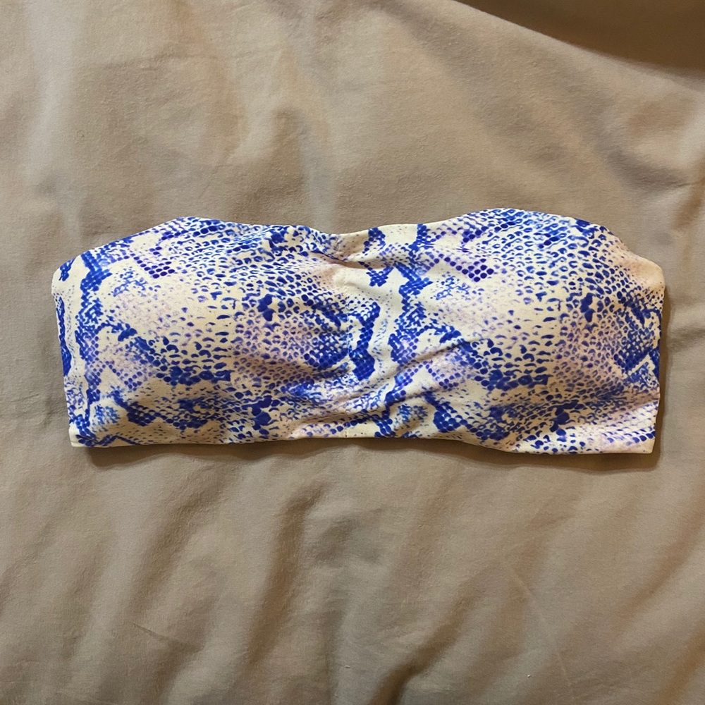 Top shop blue snake print swim top